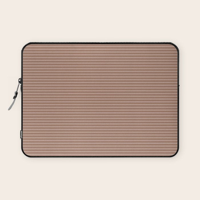 Fine Stripes Narrow Stripe Pattern in Mocha Brown Monochrome Laptop Sleeve Gallery Image 1