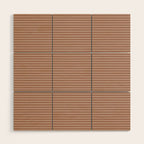 Fine Stripes Narrow Stripe Pattern in Mocha Brown Monochrome Wood Wall Art Gallery Image 1