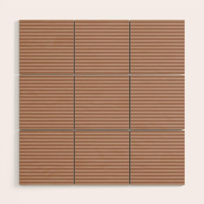 Fine Stripes Narrow Stripe Pattern in Mocha Brown Monochrome Wood Wall Art Gallery Image 1
