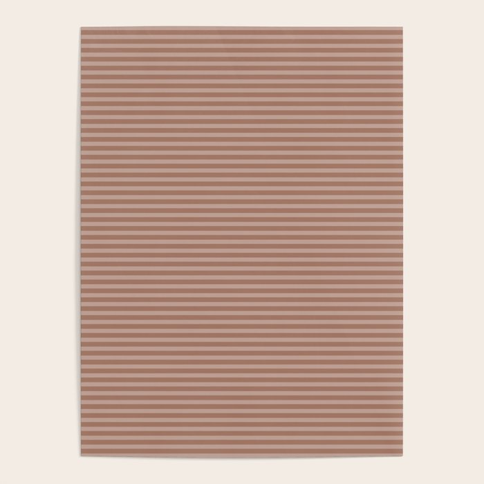 Fine Stripes Narrow Stripe Pattern in Mocha Brown Monochrome Poster Gallery Image 1