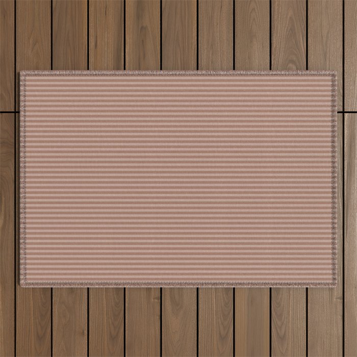 Fine Stripes Narrow Stripe Pattern in Mocha Brown Monochrome Outdoor Rug Gallery Image 1
