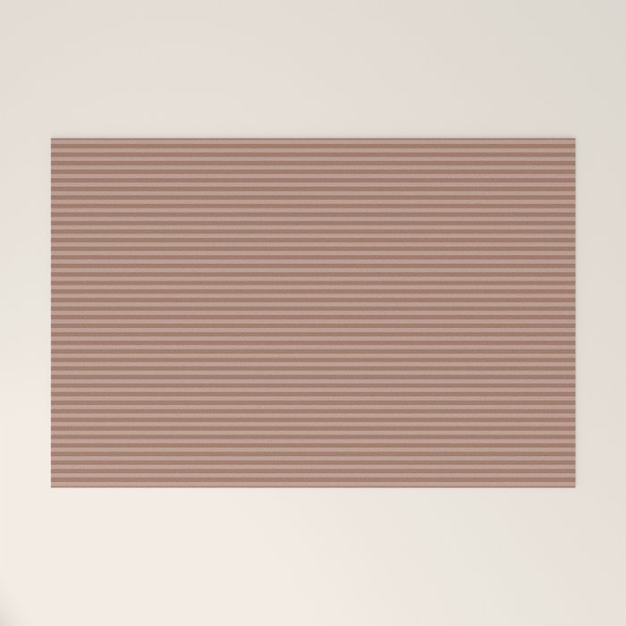Fine Stripes Narrow Stripe Pattern in Mocha Brown Monochrome Welcome Mat Gallery Image 1