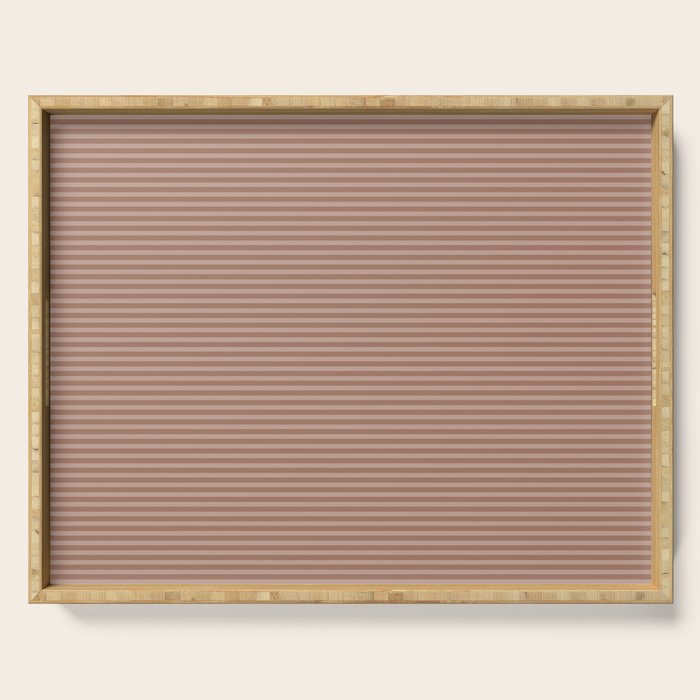 Fine Stripes Narrow Stripe Pattern in Mocha Brown Monochrome Serving Tray Gallery Image 1