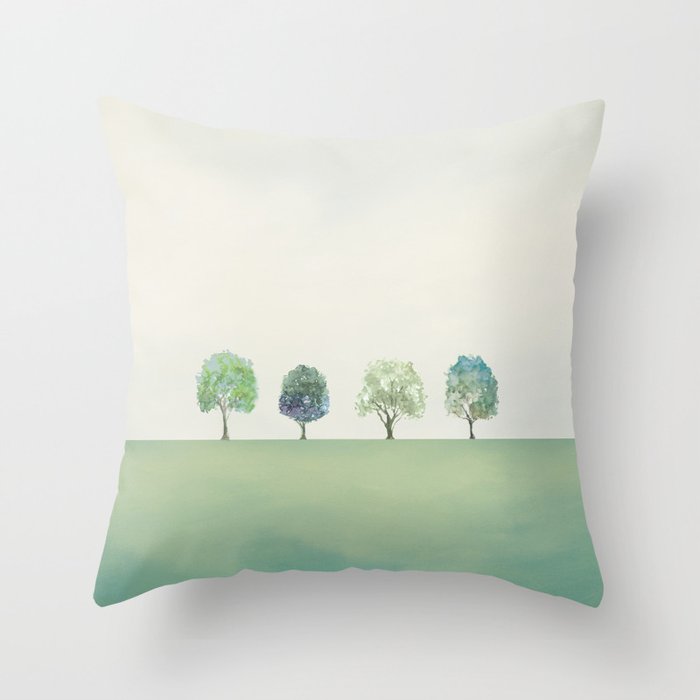 Green Sunny Field II Throw Pillow Gallery Image 1