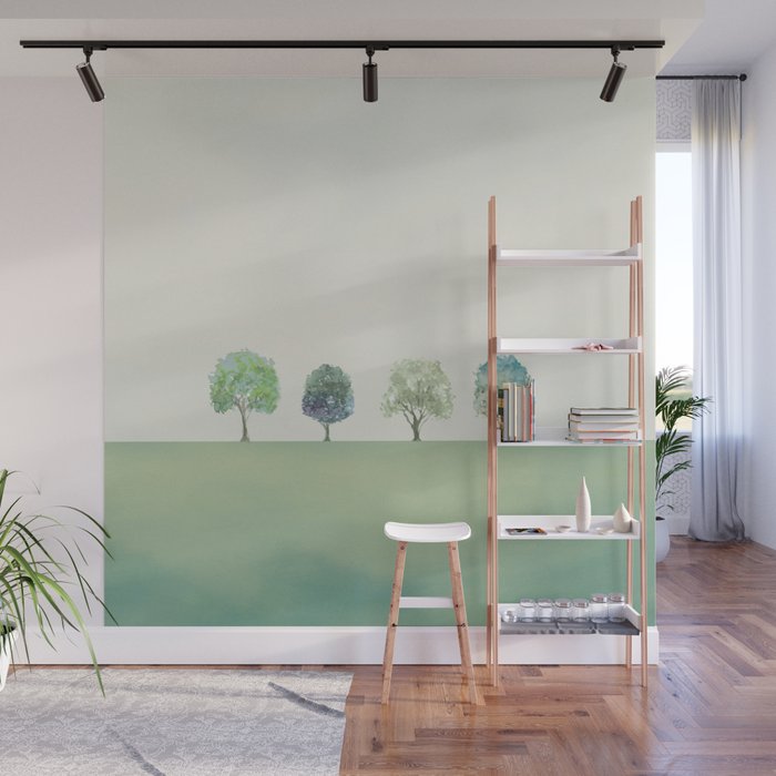 Green Sunny Field II Wall Mural Gallery Image 1