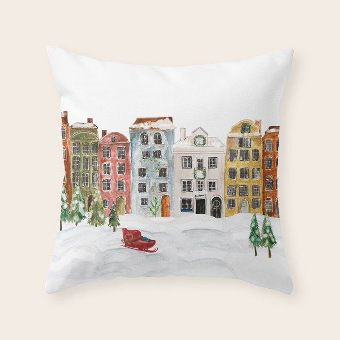 Christmas in the Village Throw Pillow Gallery Image 6