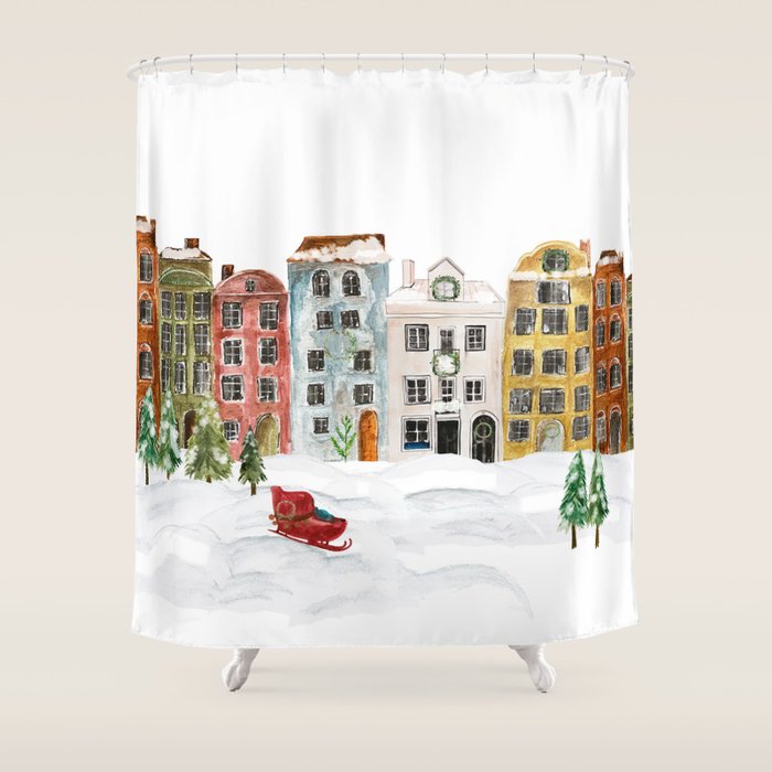 Christmas in the Village Shower Curtain Gallery Image 1