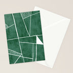 Abstract Dark Green Geometric Art White Line Design Stationery Card Gallery Image 2