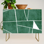 Abstract Dark Green Geometric Art White Line Design Credenza Gallery Image 1