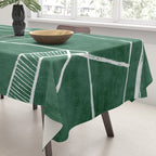 Abstract Dark Green Geometric Art White Line Design Tablecloth Gallery Image 3