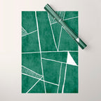 Abstract Dark Green Geometric Art White Line Design Wrapping Paper Gallery Image 1
