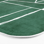 Abstract Dark Green Geometric Art White Line Design Bath Mat Gallery Image 3