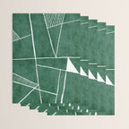 Abstract Dark Green Geometric Art White Line Design Wrapping Paper Gallery Image 3
