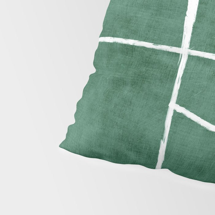 Abstract Dark Green Geometric Art White Line Design Pillow Sham Gallery Image 4