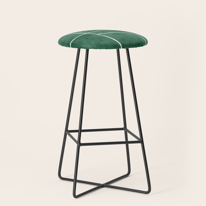Abstract Dark Green Geometric Art White Line Design Stool Gallery Image 1