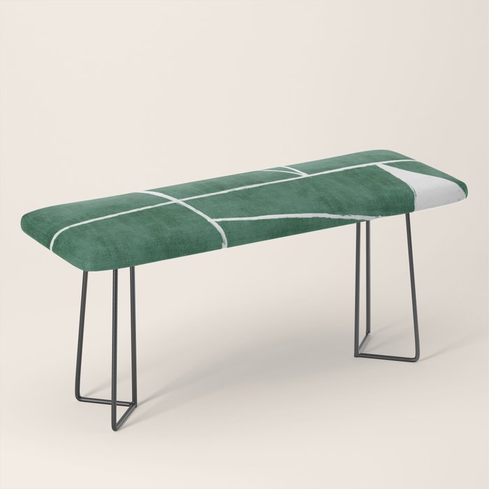Abstract Dark Green Geometric Art White Line Design Bench Gallery Image 1