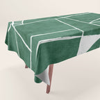 Abstract Dark Green Geometric Art White Line Design Tablecloth Gallery Image 1