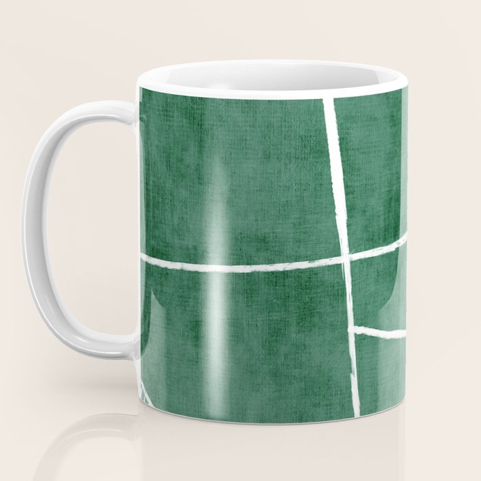 Abstract Dark Green Geometric Art White Line Design Coffee Mug Gallery Image 3