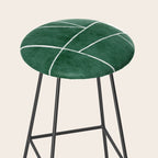 Abstract Dark Green Geometric Art White Line Design Stool Gallery Image 2
