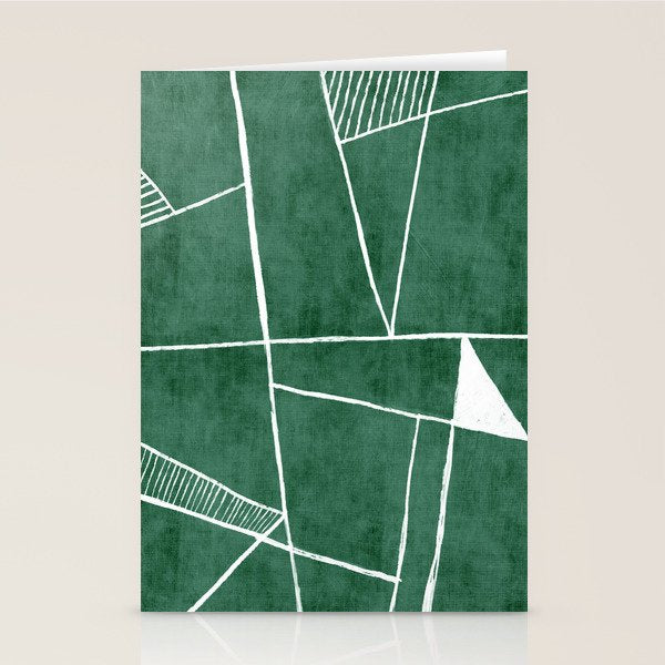 Abstract Dark Green Geometric Art White Line Design Stationery Card Gallery Image 1