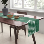 Abstract Dark Green Geometric Art White Line Design Table Runner Gallery Image 2