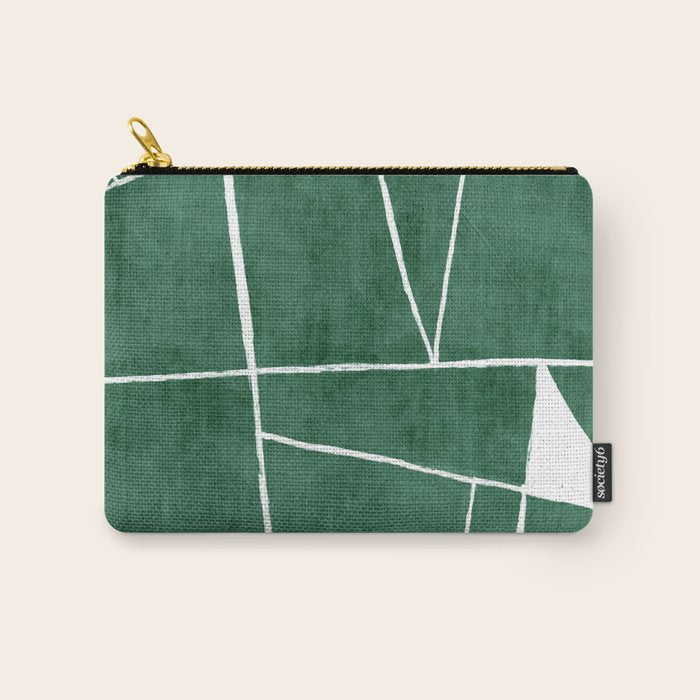 Abstract Dark Green Geometric Art White Line Design Carry All Pouch Gallery Image 1
