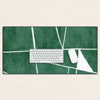 Abstract Dark Green Geometric Art White Line Design Desk Mat Gallery Image 1