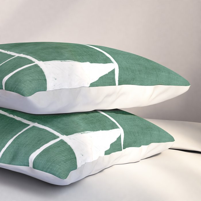 Abstract Dark Green Geometric Art White Line Design Pillow Sham Gallery Image 3