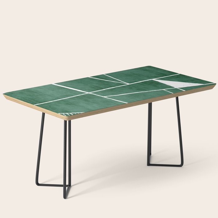 Abstract Dark Green Geometric Art White Line Design Coffee Table Gallery Image 1