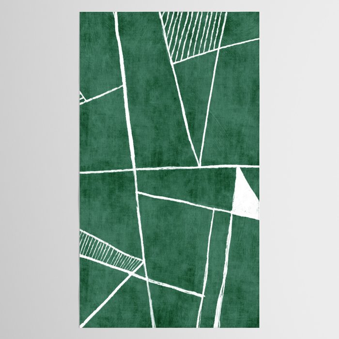 Abstract Dark Green Geometric Art White Line Design Tablecloth Gallery Image 2