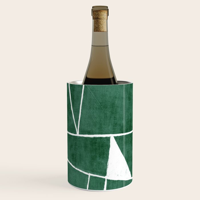 Abstract Dark Green Geometric Art White Line Design Wine Chiller Gallery Image 3