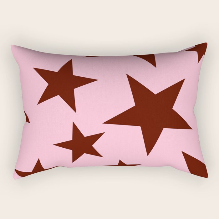 Pink and Burgundy Big Ol Stars Rectangular Pillow Gallery Image 1