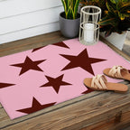 Pink and Burgundy Big Ol Stars Outdoor Rug Gallery Image 2