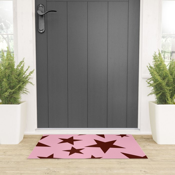 Pink and Burgundy Big Ol Stars Welcome Mat Gallery Image 3