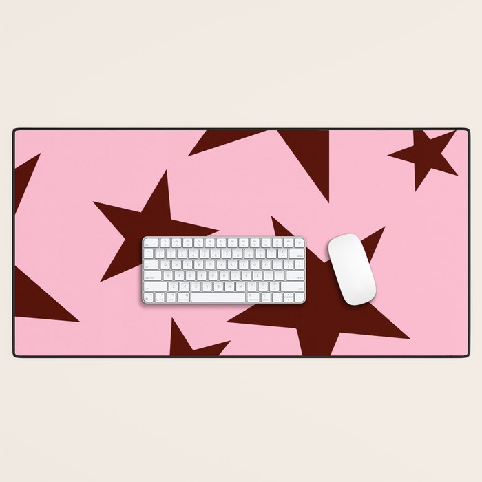 Pink and Burgundy Big Ol Stars Desk Mat Gallery Image 1