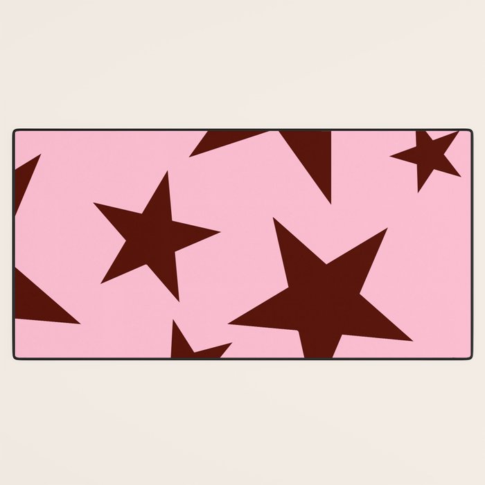 Pink and Burgundy Big Ol Stars Desk Mat Gallery Image 3