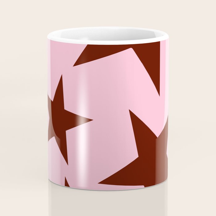 Pink and Burgundy Big Ol Stars Coffee Mug Gallery Image 4