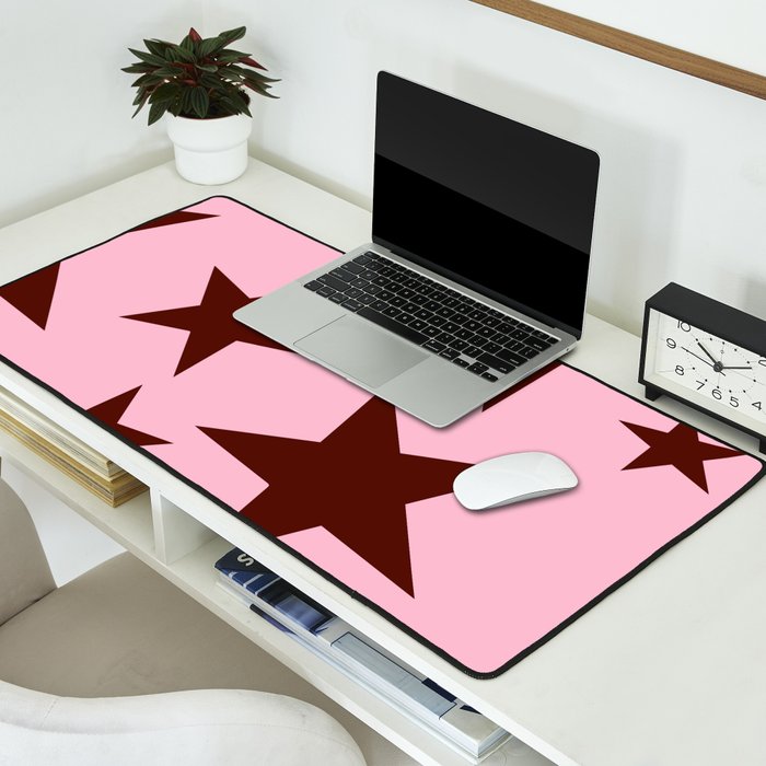 Pink and Burgundy Big Ol Stars Desk Mat Gallery Image 2