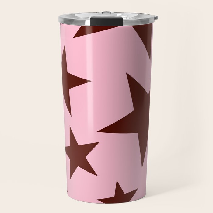 Pink and Burgundy Big Ol Stars Travel Mug Gallery Image 1