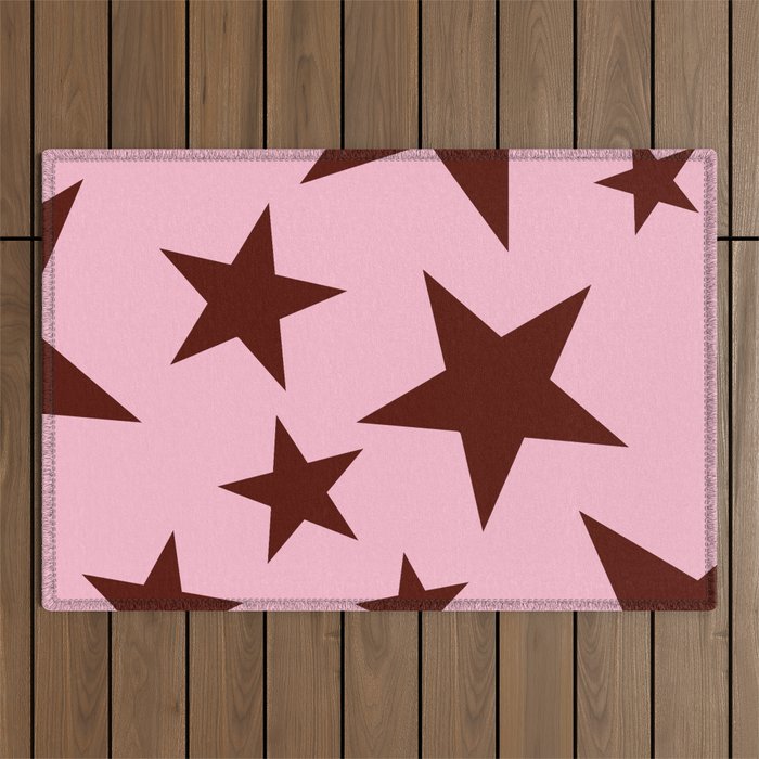 Pink and Burgundy Big Ol Stars Outdoor Rug Gallery Image 1