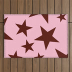 Pink and Burgundy Big Ol Stars Outdoor Rug Gallery Image 1