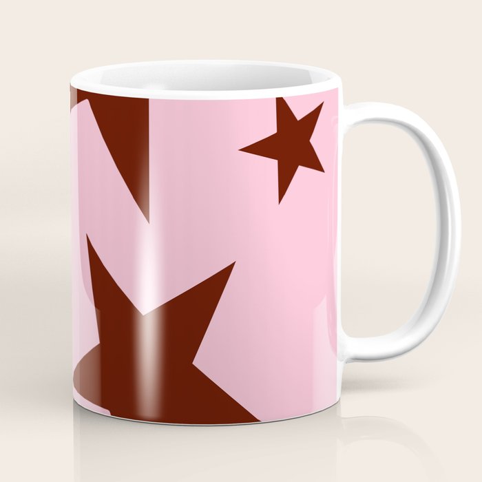 Pink and Burgundy Big Ol Stars Coffee Mug Gallery Image 1