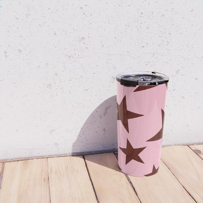 Pink and Burgundy Big Ol Stars Travel Mug Gallery Image 4