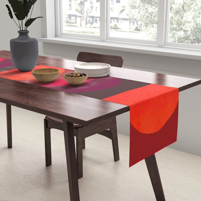 Abstraction_SUNSET_RED_BOHEMIAN_POP_ART_Minimalism_0124A Table Runner Gallery Image 2