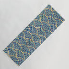 Festive, Art Deco, Wave, Pattern, Blue and Gold Yoga Mat Gallery Image 1
