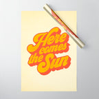 Here Comes The Sun | Retro 70s Typography Wrapping Paper Gallery Image 1
