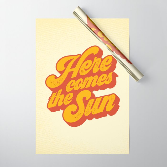 Here Comes The Sun | Retro 70s Typography Wrapping Paper Gallery Image 1