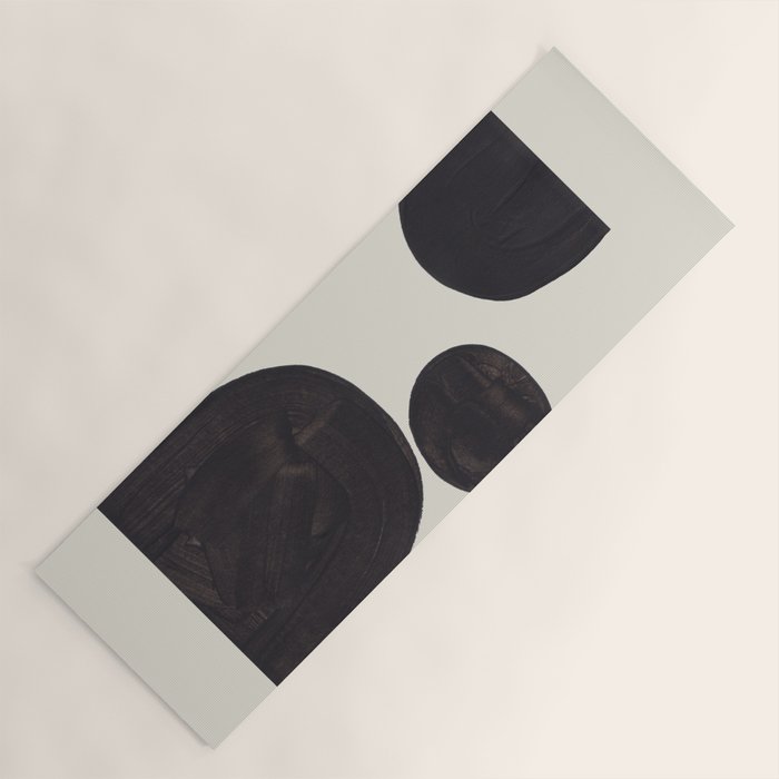 Black & White Minimalist Abstract Shapes Patterns Black Ink Painting Yoga Mat Gallery Image 1