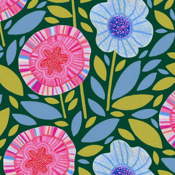 Folk Floral Blossoms in Forest Green Coffee Mug Gallery Image 2