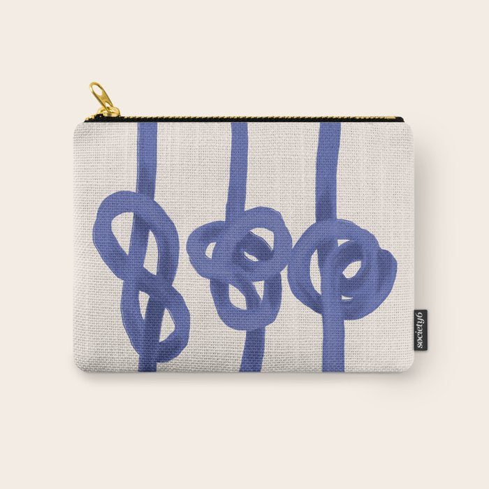 Knotted Rope Art  Minimalist Blue on Cream Illustration Carry All Pouch Gallery Image 1